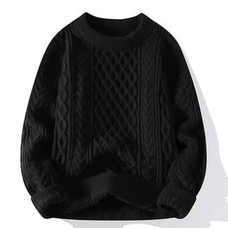 Generic Mens Sweaters Warm Crew Neck Plain Fleece Pullover Sweater Loose Fit Athletic Festival Plus Size Cable Knit Sweatshirts