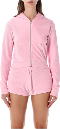 Sporty & Rich Felpa con zip Signature Logo Krystal - - Sweatshirts & Hoodies - Donna - Rosa - M