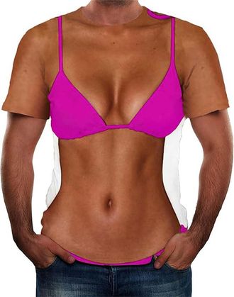 Generic Smart 8D Printing Tees Mens Bikini Women Printed Clothes Crew-Neck Short Sleeve T-Shirts Fun Graphic Pattern Progress Creative Custume Shirt Summer Be