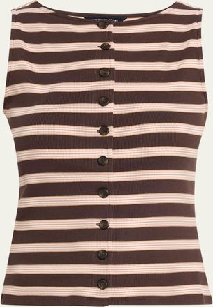 Veronica Beard Uma Stripe Rib-Knit Vest
