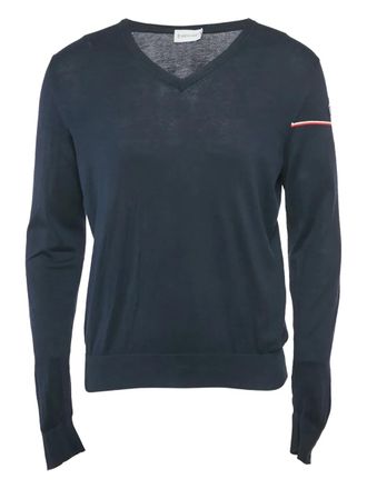 Moncler ribbed-trim crew-neck sweater - Blue