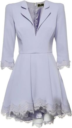 Elisabetta Franchi Flared jurk met kanten afwerking - Paars