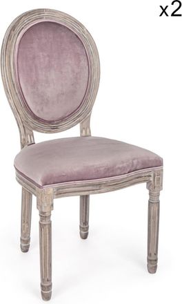 Konte Design Lote de 2 sillones pequeños de tela efecto terciopelo rosa y madera