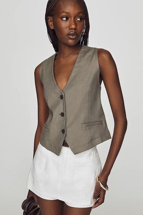 Maeve Leona European Linen Stretch Vest Jacket