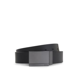HUGO BOSS Casual belt in Italian leather with brushed gunmetal hardware