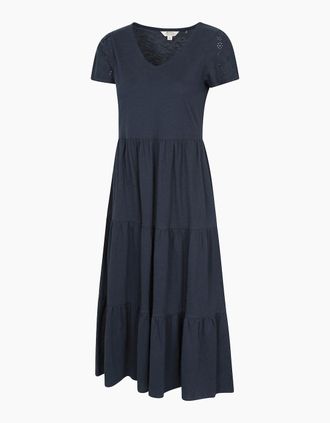 Mountain Warehouse Womens Mountain Warehouse Womens/Ladies Malaga Tiered Broderie Sleeve Dress - Navy - Size: 16