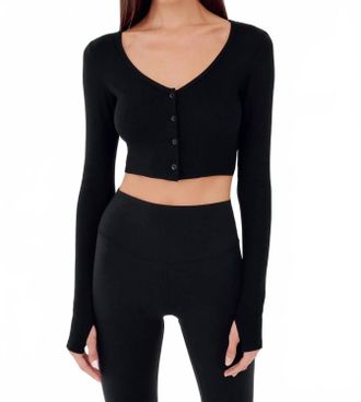 SPLITS59 Rene Rib Crop Cardigan In Black