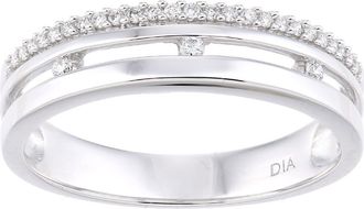 Jewelco London 18ct White Gold Diamond Split Channel Crown Style Eternity Ring - PR1AXL2365W18
