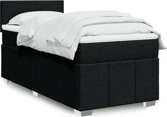 vidaXL Cama Box Spring Con Colch&oacute;n Tela Negro 90x190 Cm Vidaxl