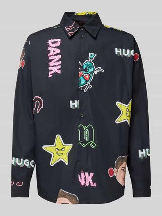 HUGO BOSS Regular Fit Freizeithemd mit Kentkragen Modell Ellisoe in Black, Gr&ouml;&szlig;e L