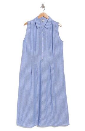 Max Studio Stripe Sleeveless Midi Shirtdress in Indigo Stripe at Nordstrom Rack, Size 1 X