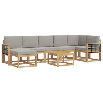 vidaXL Conjunto De Sof&aacute;s De Exterior 8 Pcs Blanco Y Gris Claro Vidaxl