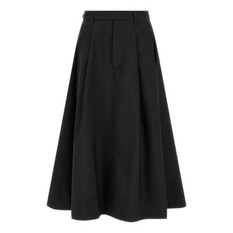 Brunello Cucinelli Sartorial Skirt with Monili - female - Brunello Cucinelli - Midi Skirts - Black - XL - Skirts