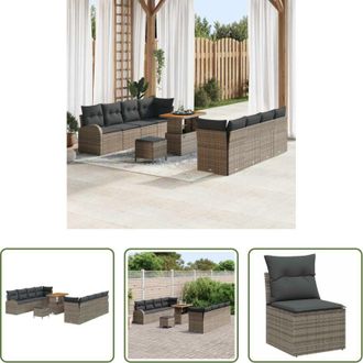 vidaXL vidaXL Arredamento da giardino - Set Divano da Giardino con cuscino con cuscino 11 pcs Grigio