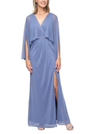 S.L. Fashions Sleeveless Surplice Neck Gown with Jacket in Dusty Blue at Nordstrom, Size 12