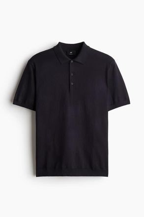 H&M Regular Fit Fine-knit Polo Shirt in Navy Blue at Nordstrom, Size X-Large