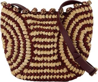Vanessa Bruno Panier Pm Crossbody - Raphia - Burgundy