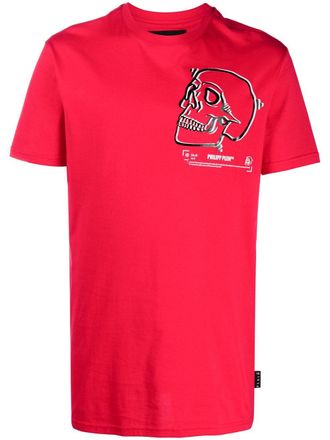 Philipp Plein Outline Skull crew neck T-Shirt - men - Cotton - S - Red
