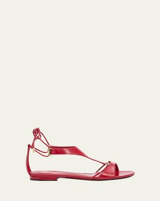 Alexandre Birman Mimi Leather Flat Sandals