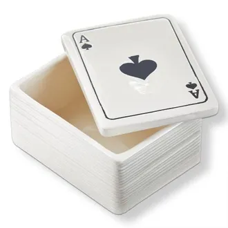 Tag Ace of Spades White Earthenware Lidded Trinket Box 3.2 x 4.25 x 2.25 in at Nordstrom