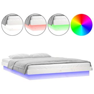 Berkfield Home LED Bed Frame without Mattress White Small Double Solid Wood