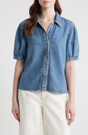 Rag & Bone Featherweight Taylor Short Sleeve Denim Button-Up Shirt in Lyon at Nordstrom, Size Medium