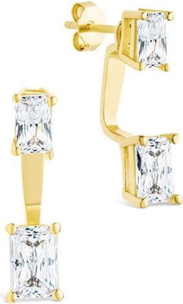 Sterling Forever Cubic Zirconia Front/Back Drop Earrings in Gold at Nordstrom