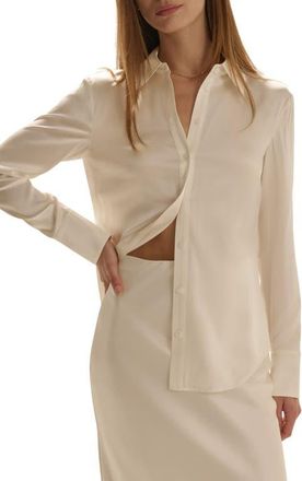Favorite Daughter The Bailey Silk Blend Shirt in Ivory at Nordstrom, Size X-Large