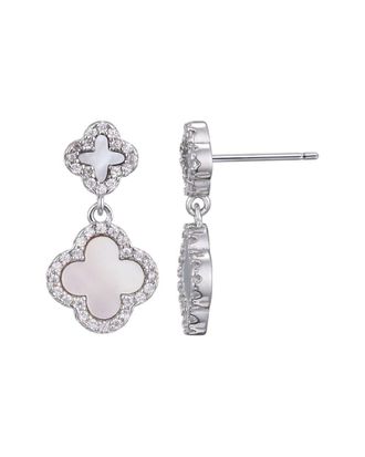 Adornia Adornia Silver Plated Mother-Of-Pearl Double Drop Earrings