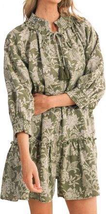 Merci Floral Jacquard Mini Dress In Olive Floral