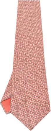 Herm&egrave;s Cravatta in seta con stampa - Arancione