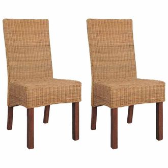 vidaXL Vidaxl - Sillas De Comedor 2 Unidades Rat&aacute;n Natural Marr&oacute;n