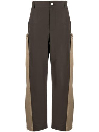 Feng Chen Wang two-tone straight-leg trousers - Green