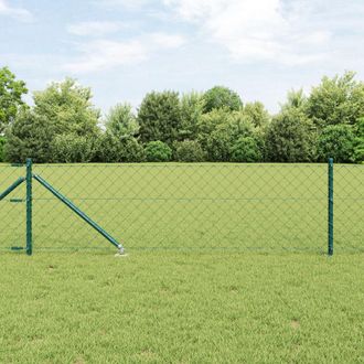 Berkfield Home Chain Link Fence with 7 Spike Posts 0.6x10 m Galvanised Steel in Green