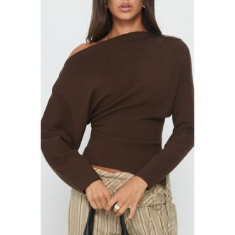 Princess Polly Kaelith One-Shoulder Sweater in Brown at Nordstrom, Size X-Small