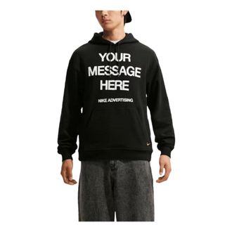 Nike Sportswear Fleece Hoodie Black White Safety Orange IO1649-010