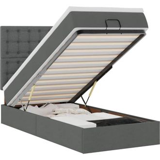 vidaXL Estructura Cama Otomana Colch&oacute;n Tela Gris Oscuro Vidaxl