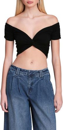 Avec Les Filles Off the Shoulder Crop Top in Black at Nordstrom, Size X-Large