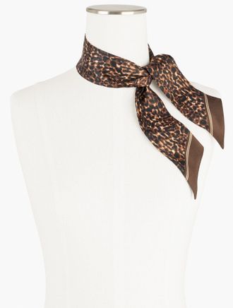 Talbots Delicate Leopard Skinny Silk Scarf - Sierra Brown - 001 Talbots
