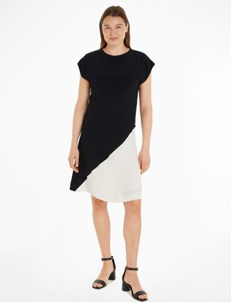 Tommy Hilfiger Blusenkleid »VISCOSE BLOCKED KNEE DRESS« mit Logopatch