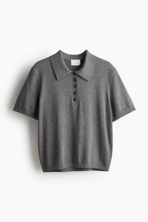 H&M Poloshirt aus Feinstrick - Graumeliert