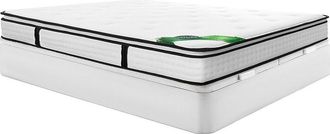 Vente-Unique Conjunto 180 x 200 cm canapé blanco + colchón muelles ensacados 7 zonas, sobrecolchón integrado y tejido de bambú 23cm de grosor - TAREVO de NATUREA