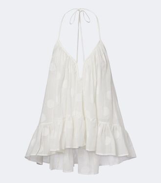 Zimmermann Solstice polka-dot cotton top