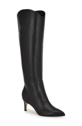 Nine West Sirena Pointed Toe Knee High Boot in Black at Nordstrom, Size 10.5