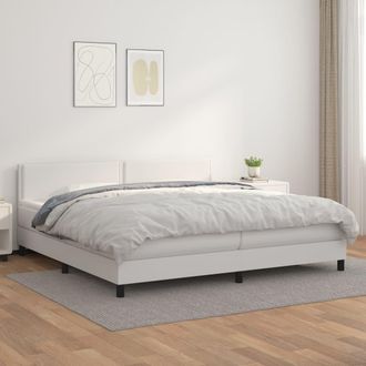 vidaXL Vidaxl - Cama Box Spring Con Colch&oacute;n Cuero Sint&eacute;tico Blanco 200x200 Cm