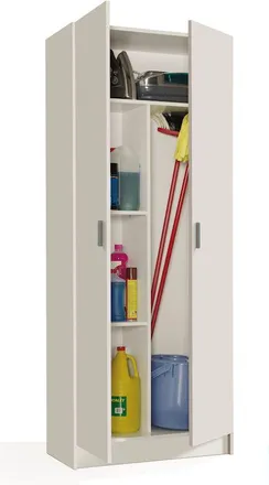 For&eacute;s Armario Multiusos 2 Puertas Escobero Blanco