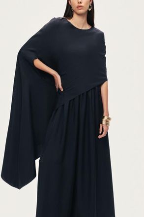 Nocturne Draped Cape Blouse in Black at Nordstrom, Size Medium