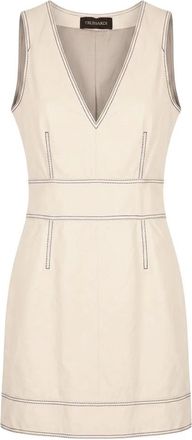 Trussardi Gestructureerde mouwloze korte jurk - Dames - Jurken - Beige - Maat: S