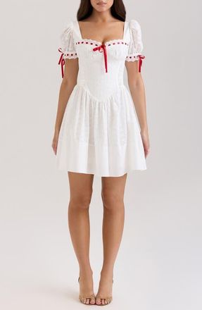 House of CB Jana Underwire Broderie Anglaise Minidress in White at Nordstrom, Size X-Large A