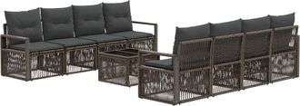 vidaXL Conjunto De Sof&aacute;s De Jard&iacute;n 9 Uds. Gris Rat&aacute;n Sint&eacute;tico Vidaxl
